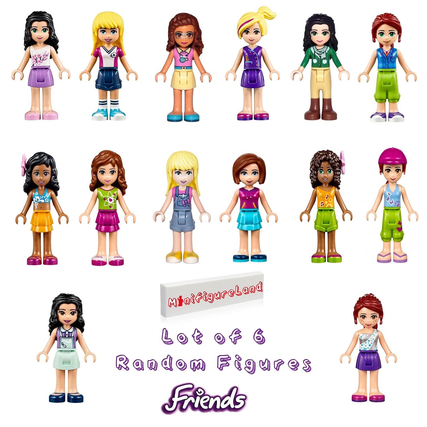 Lego Friends Girl Female Male Minifigures Lot Of 6 Random Figures Toys