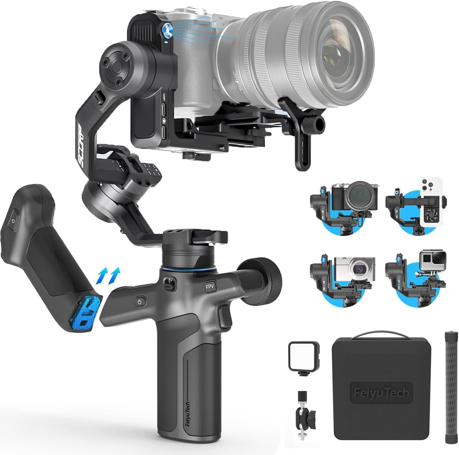 FeiyuTech SCORP Mini 3 Pro Kit, AI Tracking Camera Stabilizer w/ Accessories