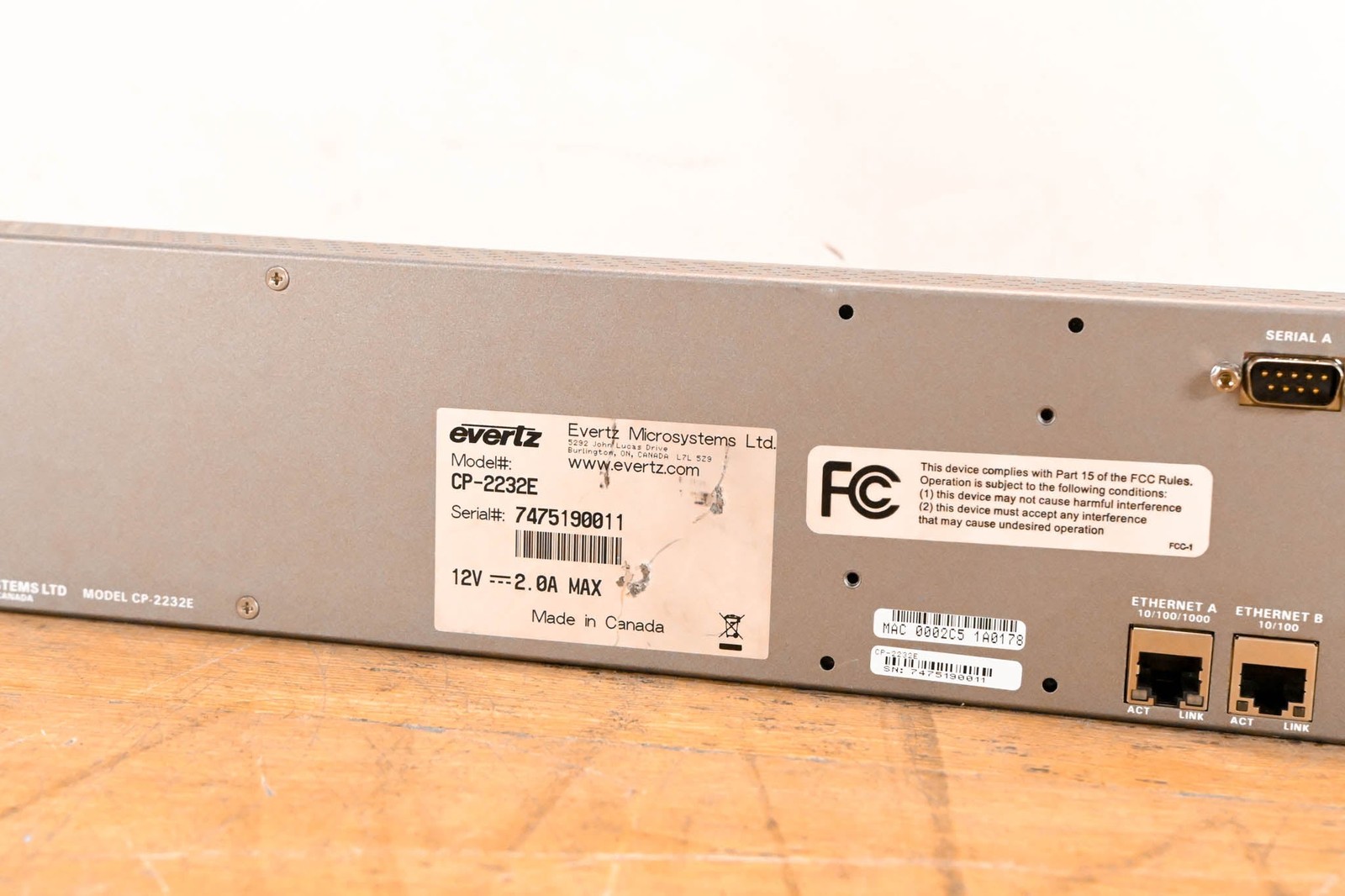 Evertz CP-2232E Advanced System Control Panel w/ 32 LCD Buttons (NO PSU) CG01V7D