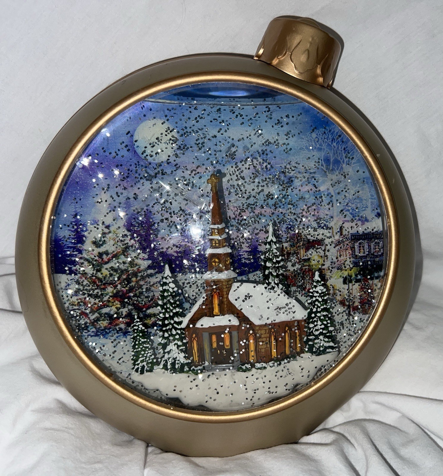 Valerie Parr Hill Church Town 8" Lighted Snow Globe XL Ornament with Glitter