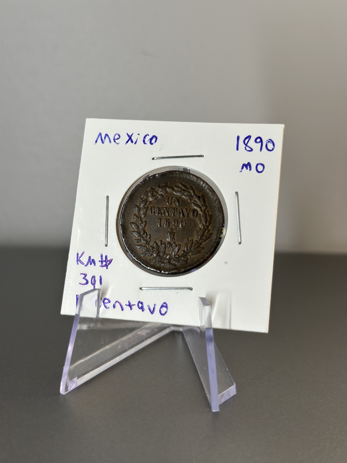 1890 Mo Mexico 1 Centavo Copper Coin KM# 391 - Eagle & Serpent