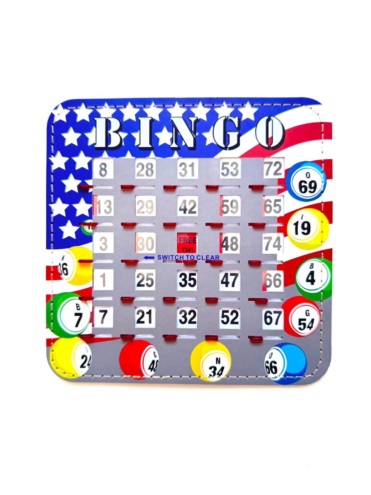 Bingo Slide Cards-USA Bingo Balls- Finger Tip Jam Proof Slide Cards- Pack of 10