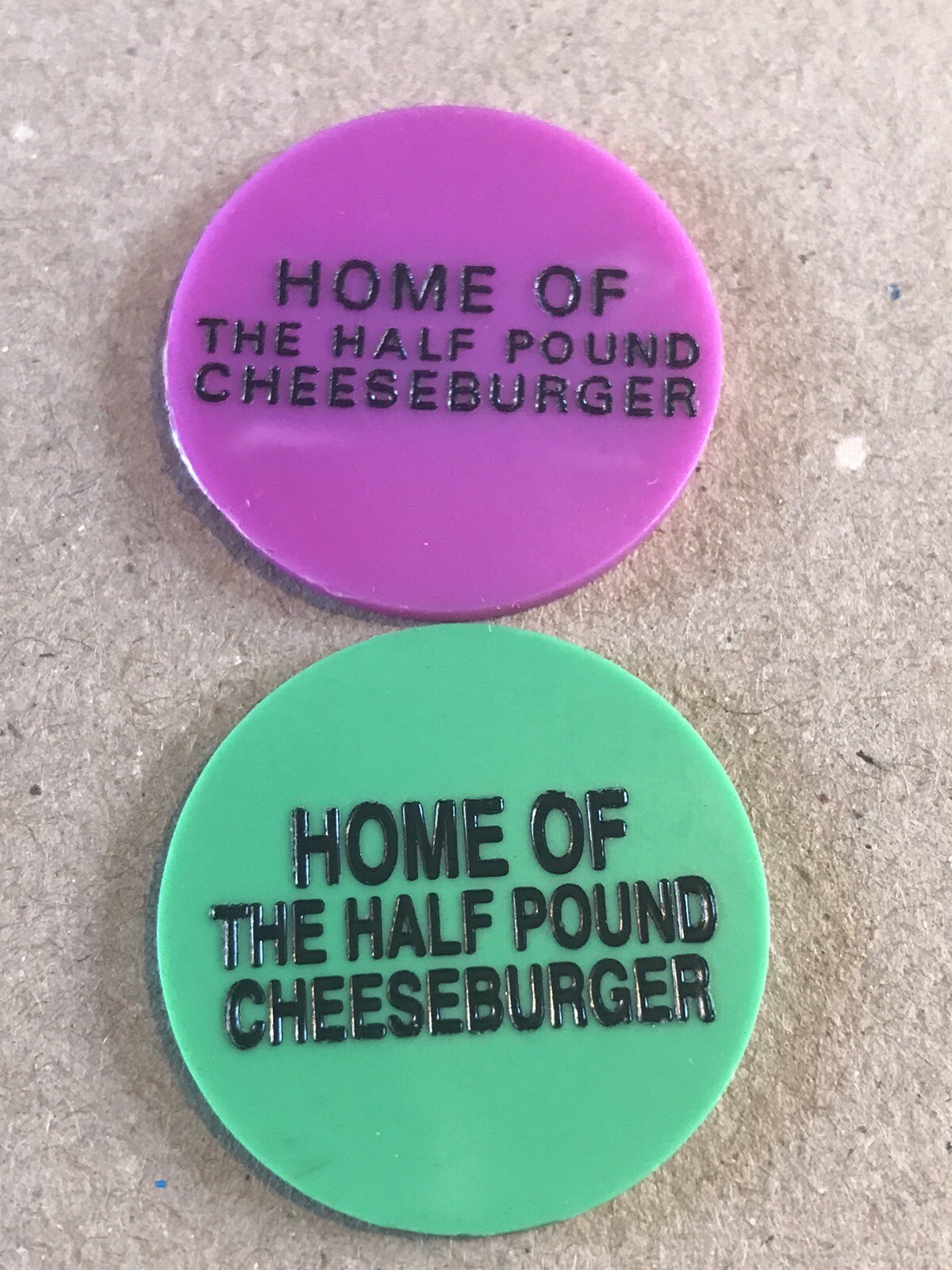 Two Plastic Advertisement Tokens - Bracket Inn - Pennsylvania