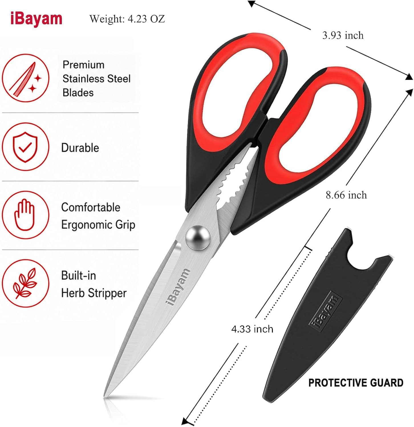 Kitchen Scissors All Purpose Heavy Duty 2 Pack with Protective Sheath, Stainless