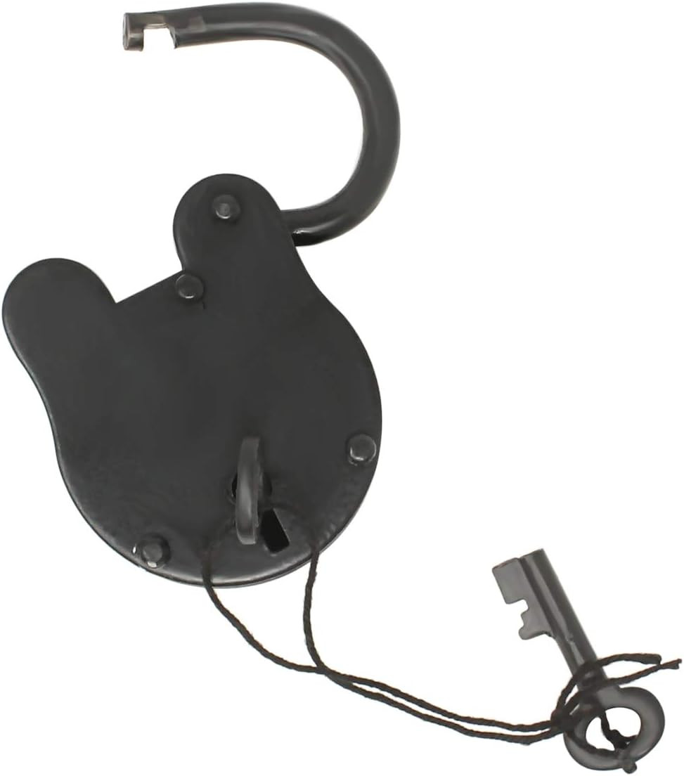 Antique Solid Iron Lock with Skeleton Keys - Pirate Treasure Lock (3")