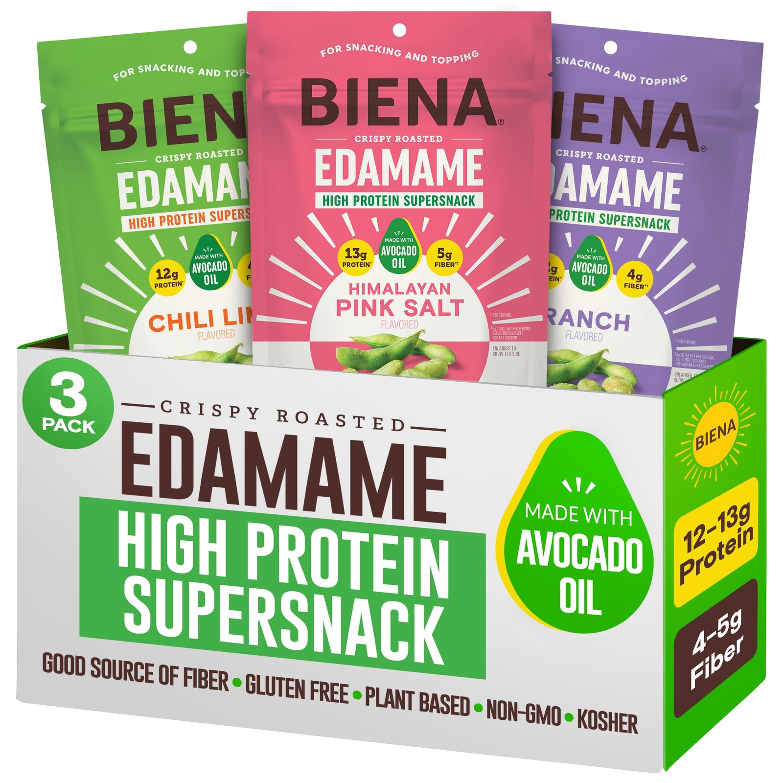 Biena Crispy Roasted Edamame Beans Snack – High Protein for Adults &...