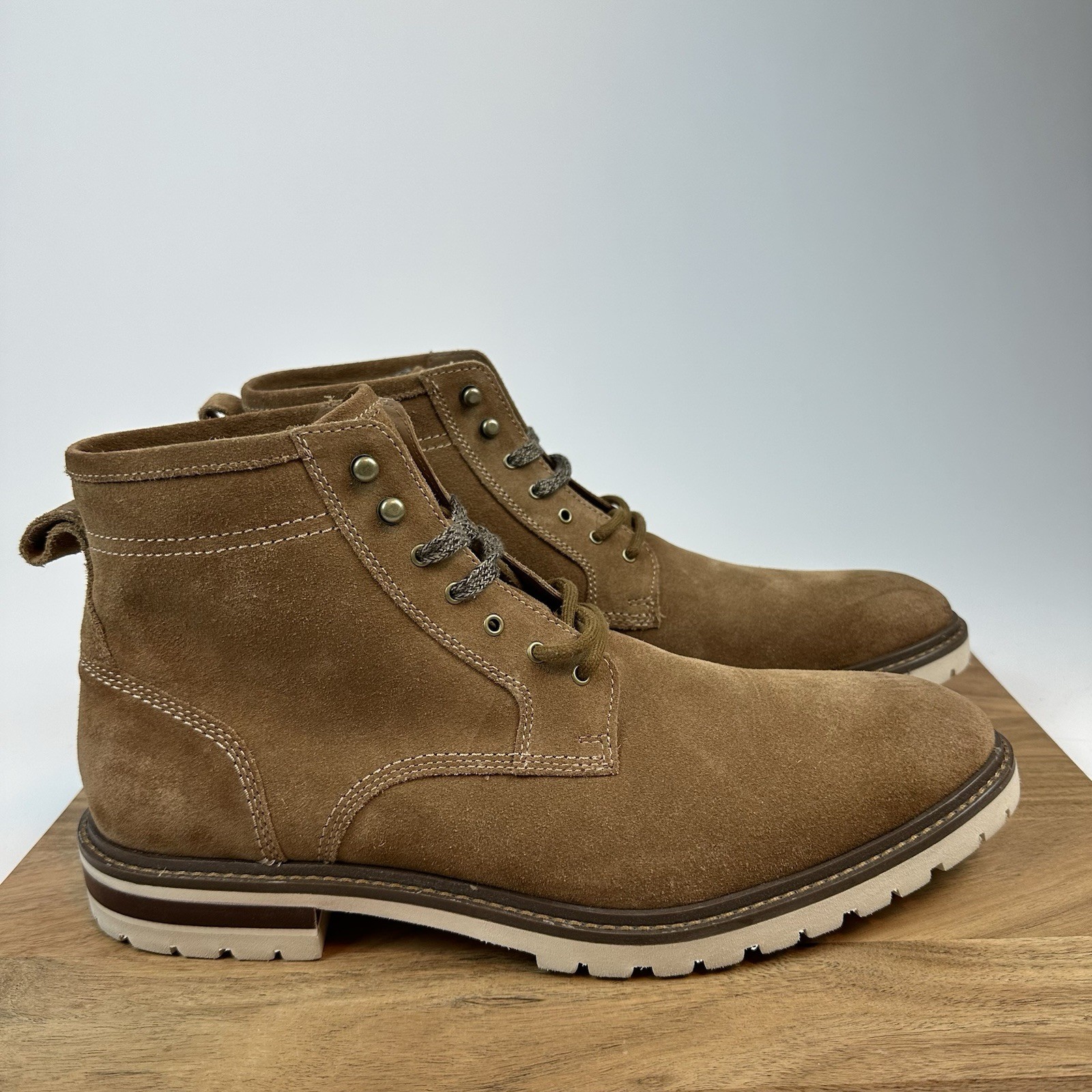 New Mens Johnston & Murphy Barrett Plain Toe Boot Suede Leather Shoes Size 13 M