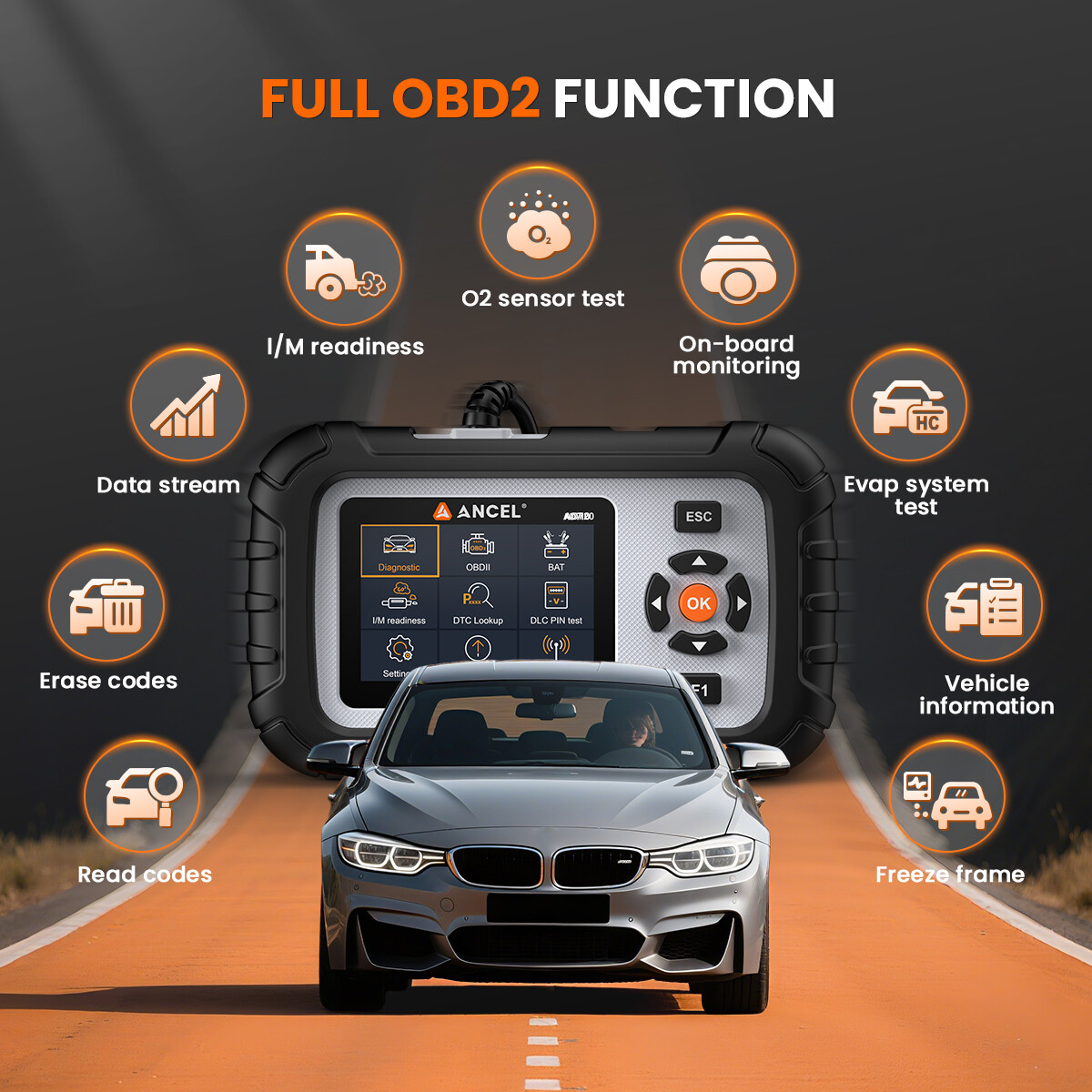 Car ABS SRS Engine Fault Diagnostic Tools OBD2 Scanner Code Reader EPB/ABS Reset