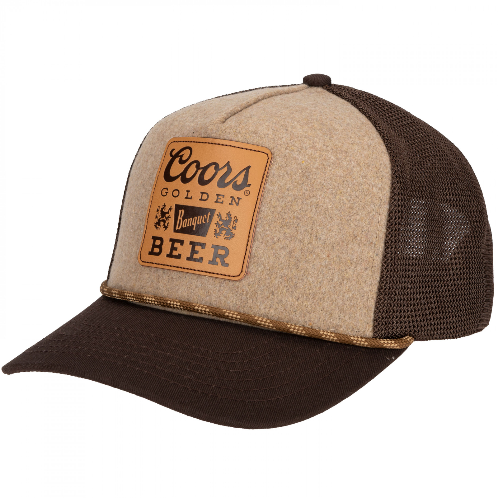 Coors Banquet Golden Beer Leather Patch Logo Trucker Hat Multi-Color