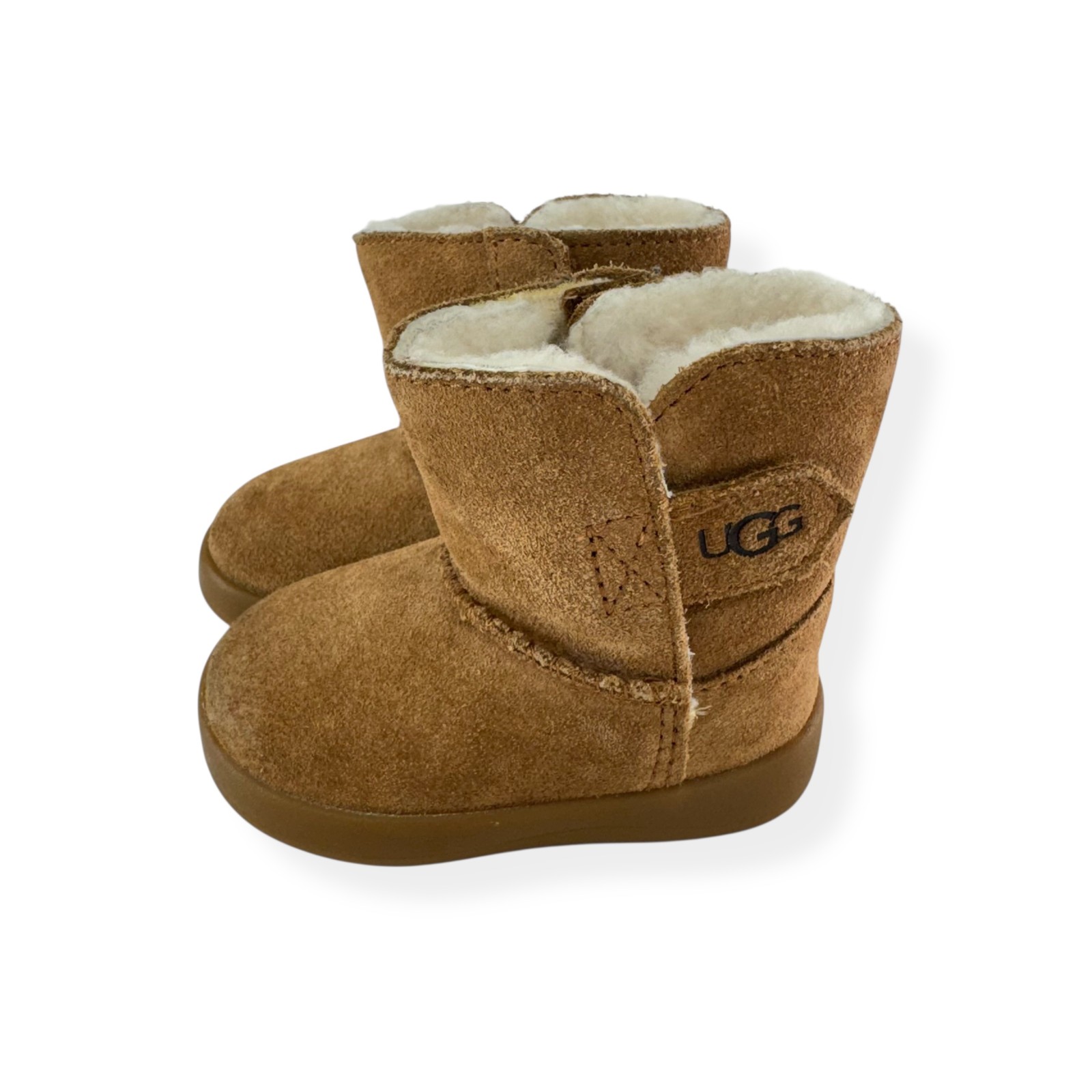 UGG Toddler Boots Size 2 Brown Suede Shearling Lined Winter Shoes Strap