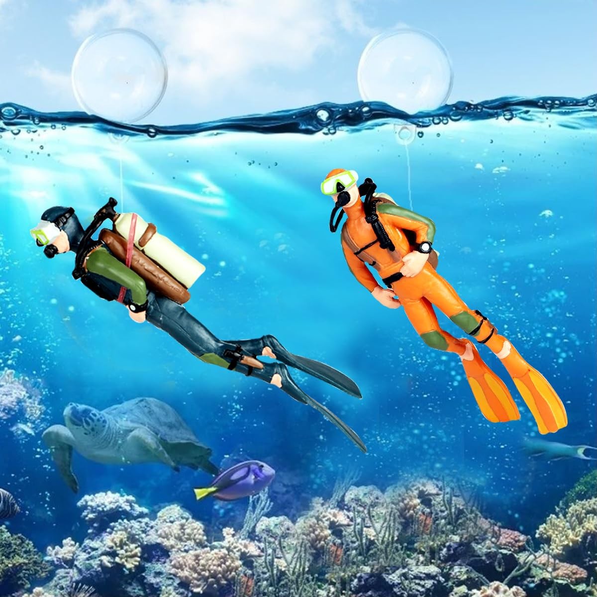 Deep Blue Diver Frogman (Swimming Posture)+orange Posture) Both With Fishing...
