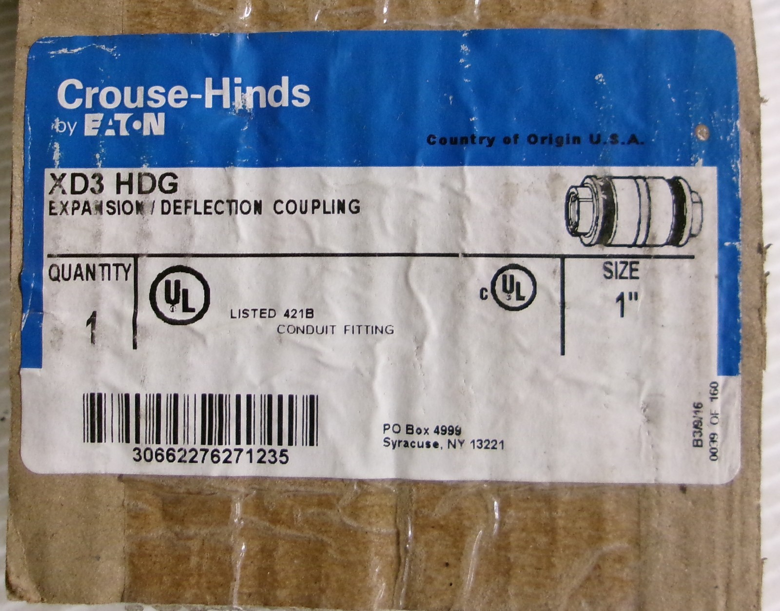 Crouse Hinds XD3 HDG Expansion/Deflection Coupling 1"