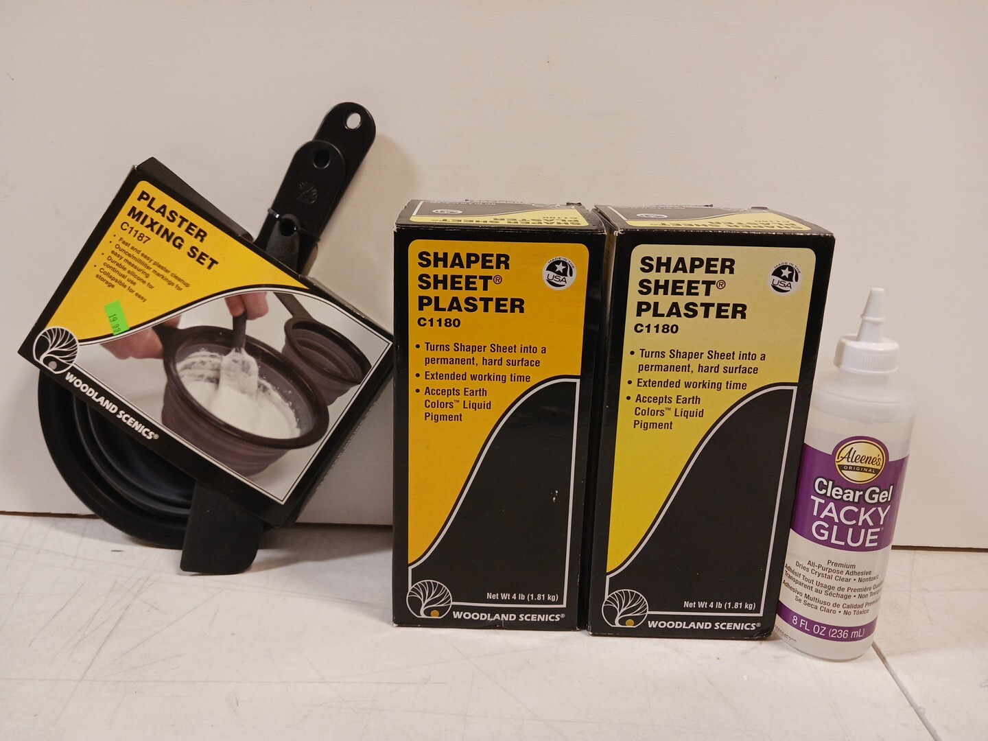 Woodland Scenics Shaper Sheet Plaster (X2) C1180 + Mixing Set/Clear Gel Glue