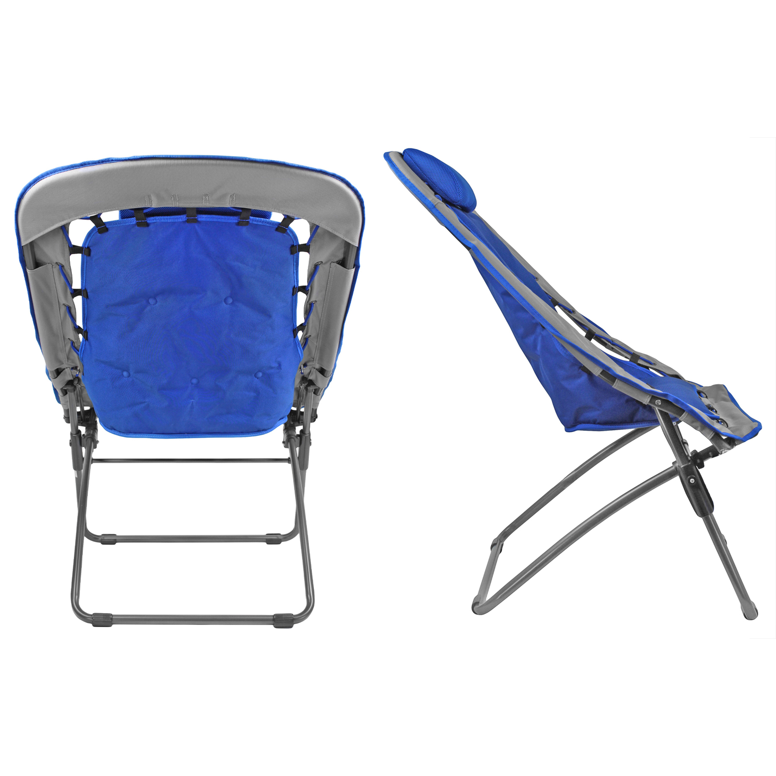 Zenithen Foldable Rectangular Air Mesh Outdoor Bungee Chair, Blue/Gra Pack of 1