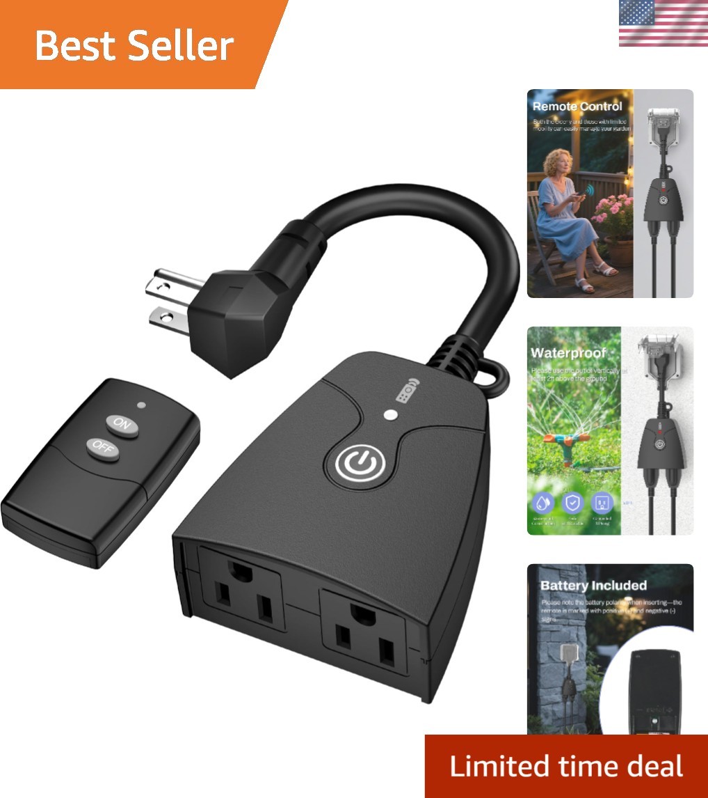 Reliable Weatherproof Wireless Remote Control Outlet - 2 Dual Outlets Included