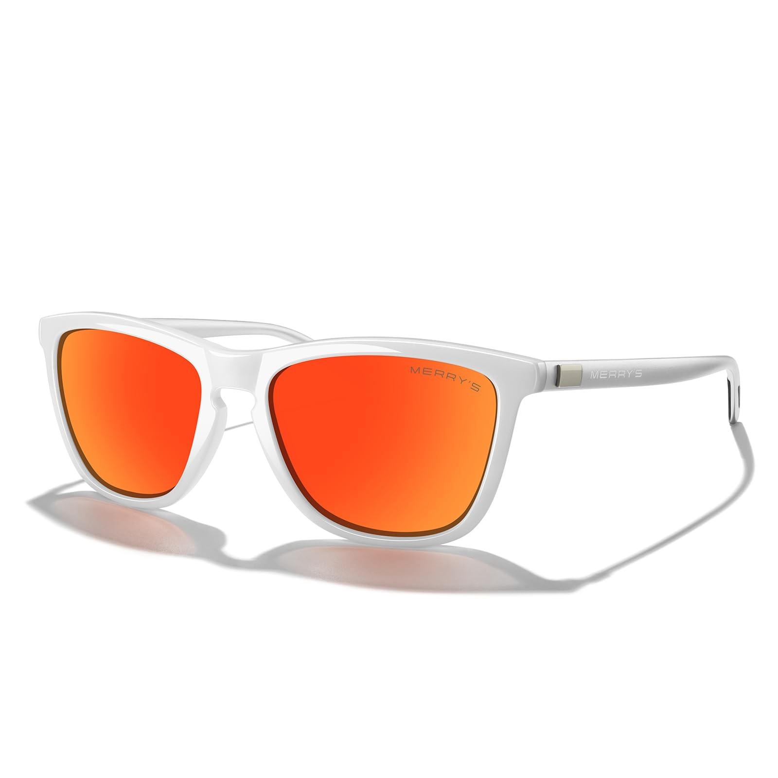 Lens Width: 54 Millimeters, White Frame/Red Mirror Lens/Silver Temples