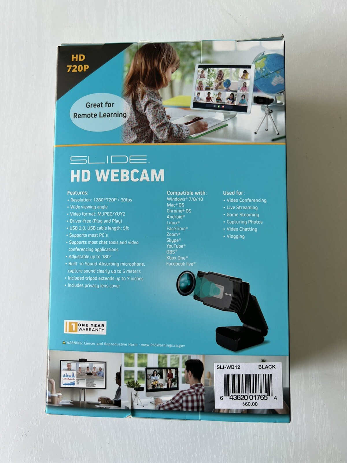 NIB SLIDE HD Webcam HD 720P 30FPS