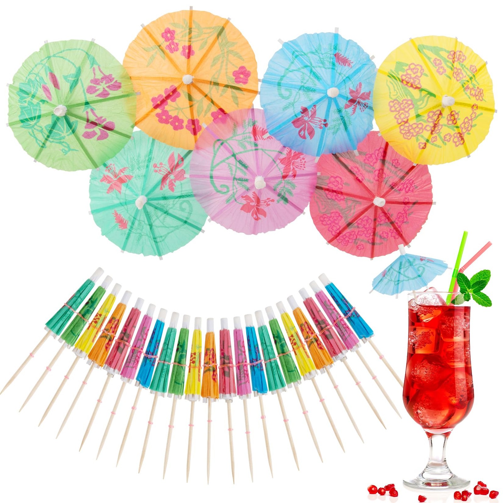 MAQIHAN Drink Umbrellas Cocktail - 50PCS Mini MINI, Multicolor