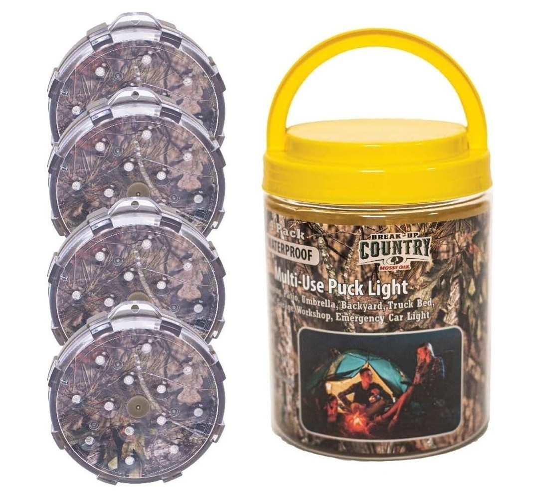 GAME Mossy Oak 4inch Weatherproof Magnetic LED Puck Light with Remote 4Pack