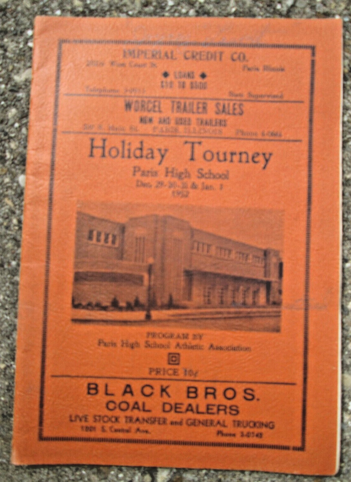 1952 Paris High School Holiday Boy's Basketball Tourney Program Illinois OOAK