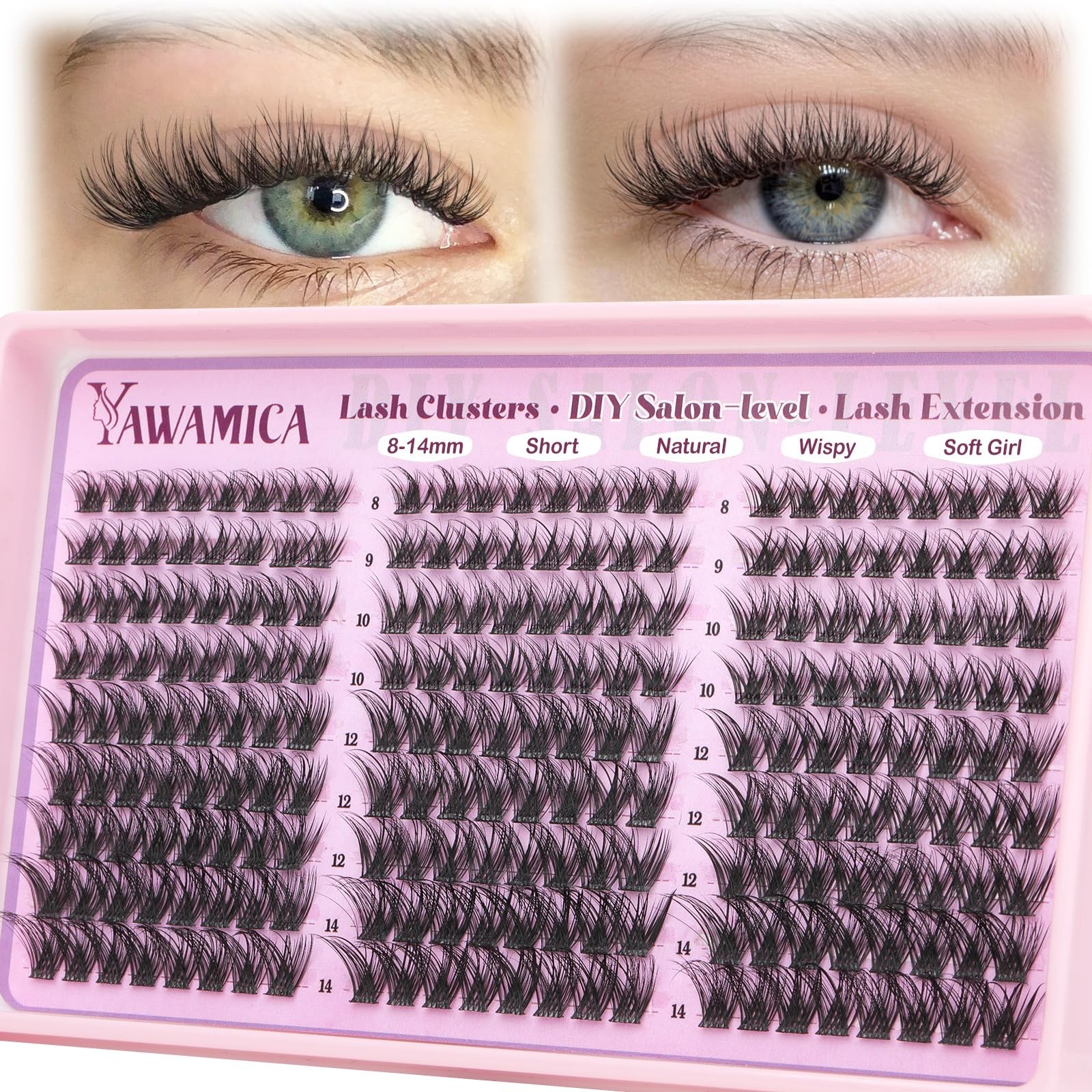 Wispy Lash Clusters Natural Fluffy Eyelash 216 count (Pack of 1), Black
