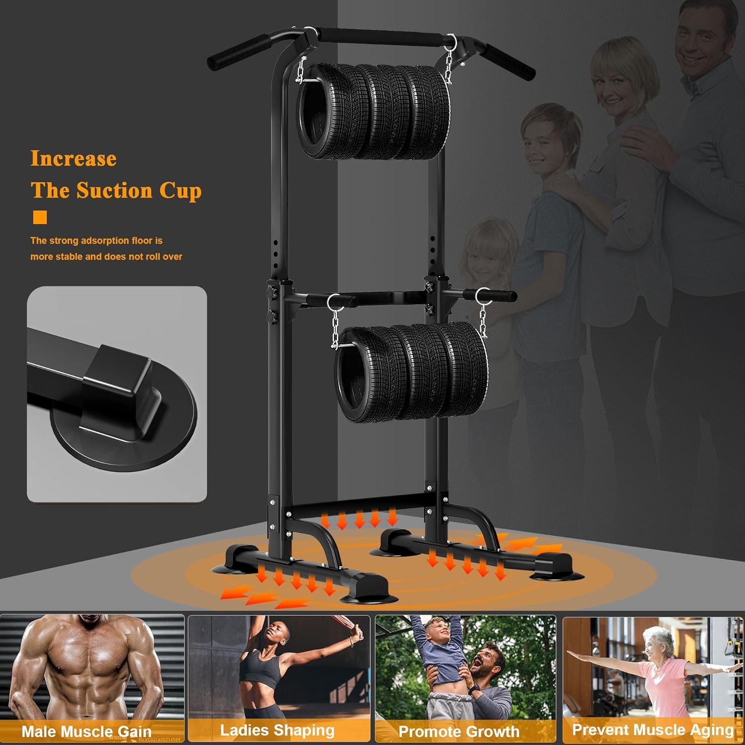 Power Tower Pull Up Dip Station Multi-Function Fitness Equipment