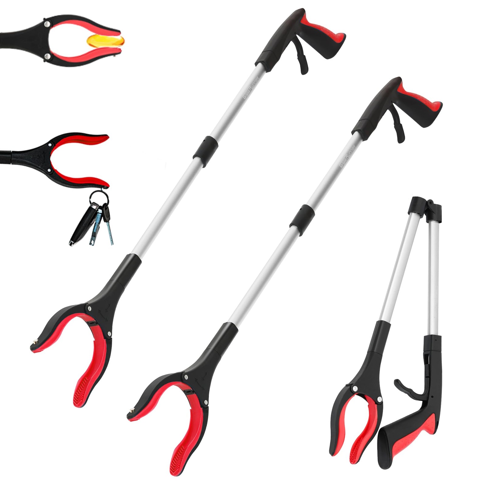 Grabber Reacher Tool - 2 Pack 32” Red (Pack of 2), 2)