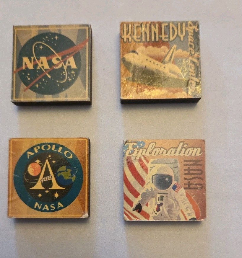 Vintage NASA  Kennedy Space Center Souvenir Refrigerator Magnet Lot Of 4