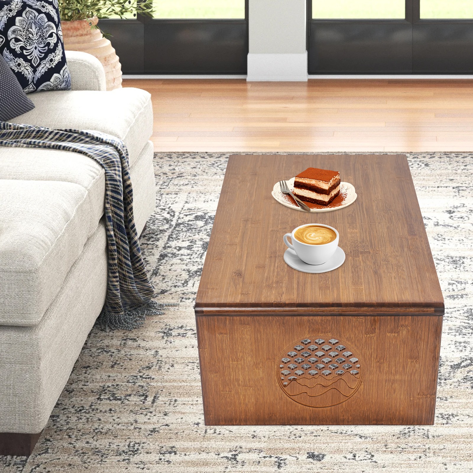 Foldable Floor Low Table Bamboo Coffee Table Tea Table For Living Room Tea Room