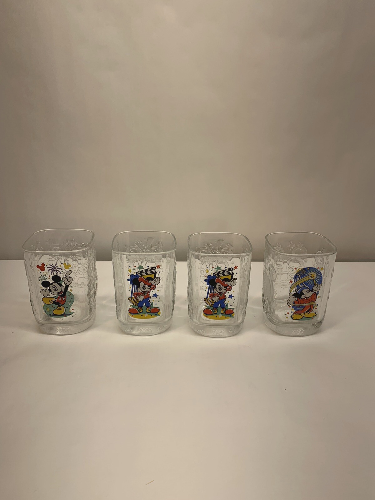 Vintage 2000 McDonalds Walt Disney World Park Glass Tumblers Mickey Mouse Lot 4