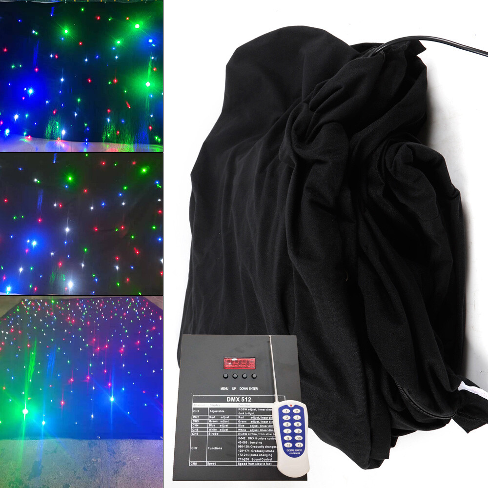 LED DMX Stage Drape Starlight Backdrop Wedding Party Stage Curtain 10Ft*6.5Ft