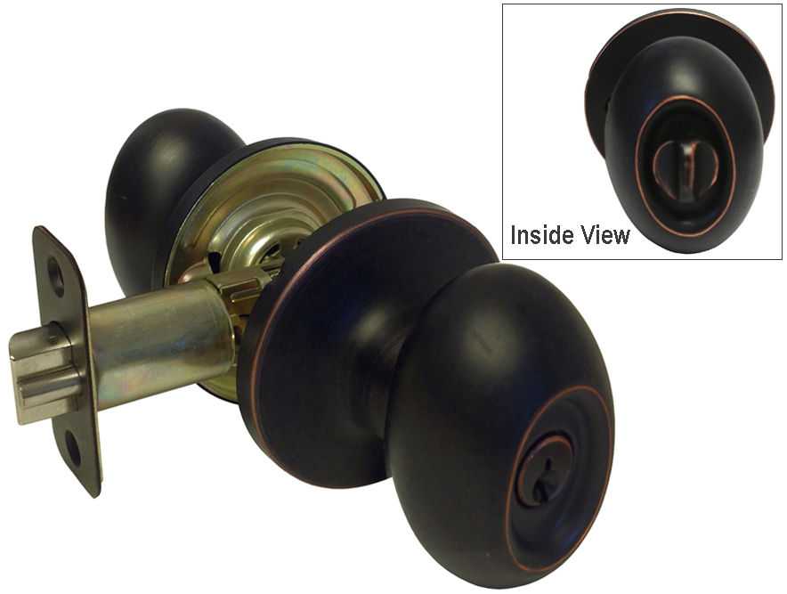 Entry Entrance keyed Oil Rubbed Bronze Oval Egg shape door handle Knob lock