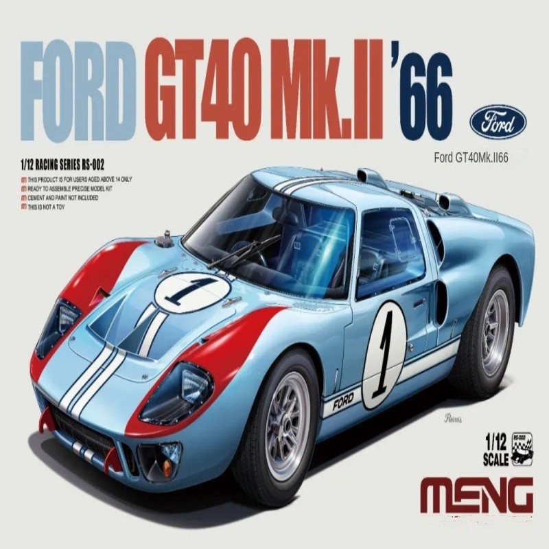 MENG 1/12 Scale FORD GT40 MK,ll "66 RACING SERIE RS-002 Model Kit