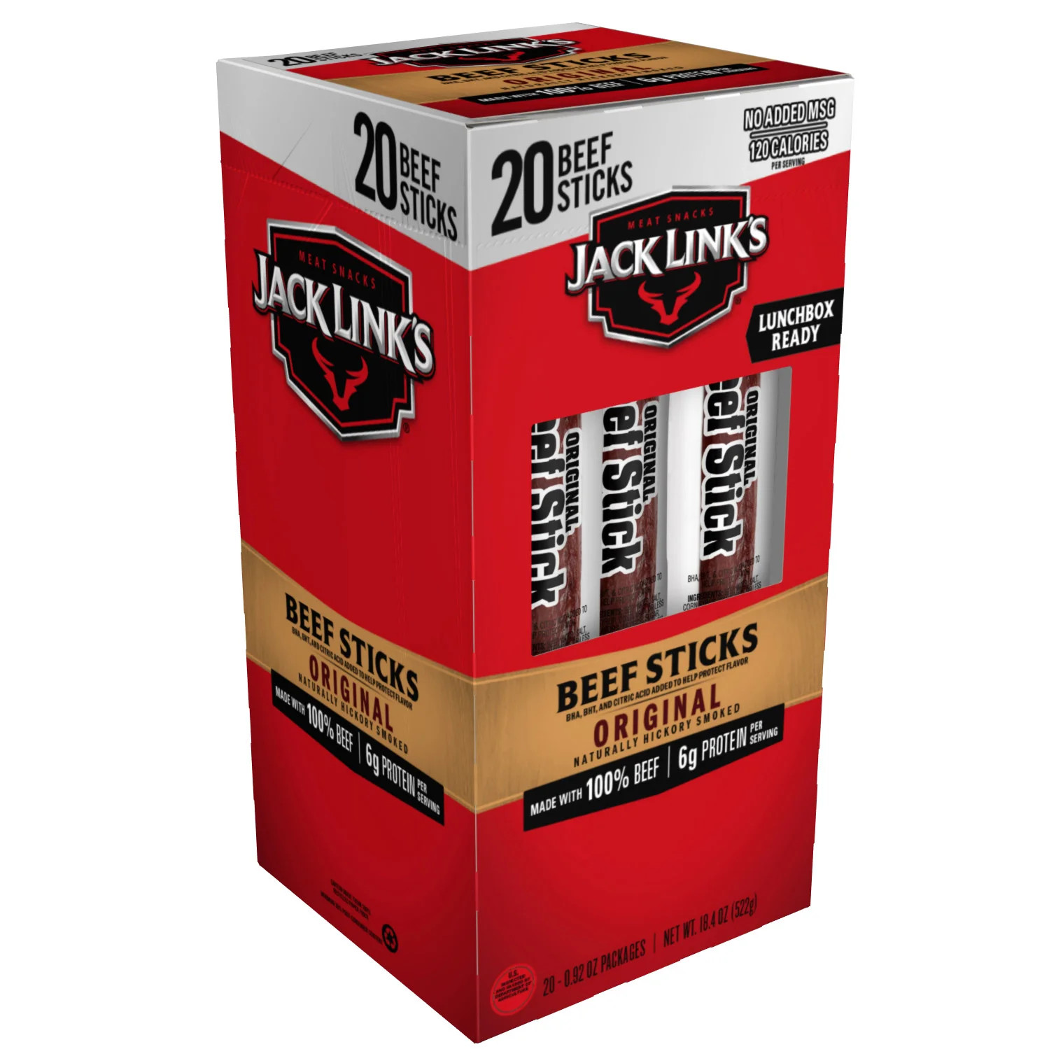 Jack Link's Big Beef Jerky Stick, Original, 0.92 oz, 20-count