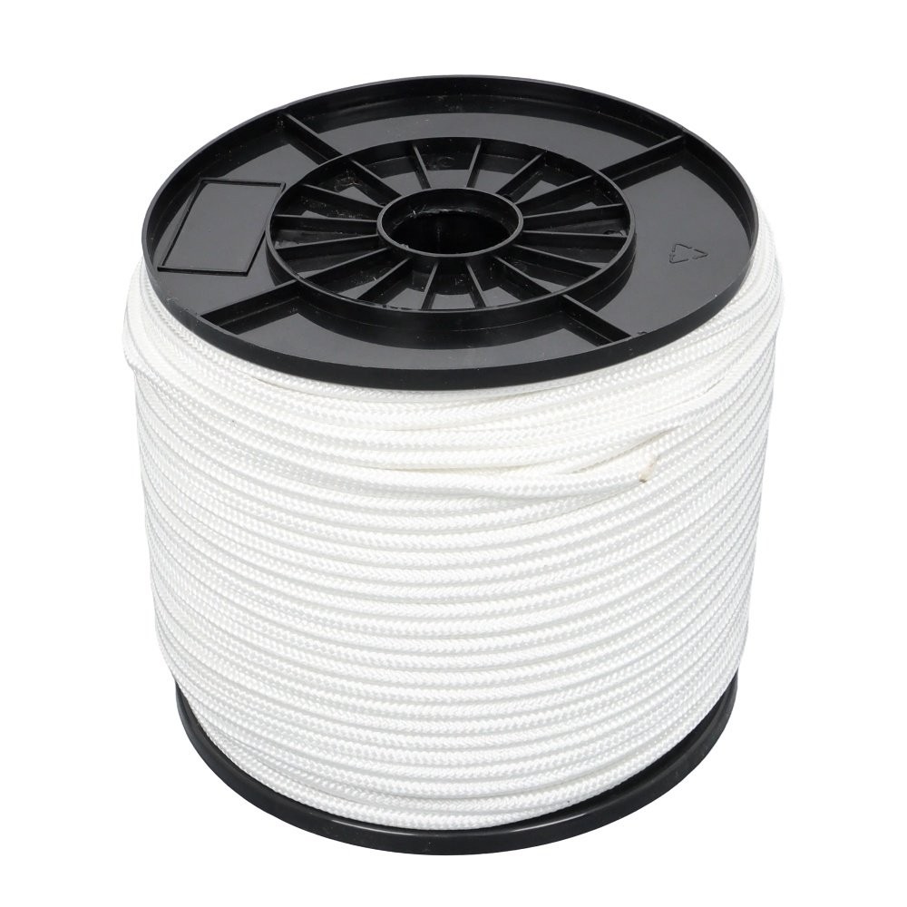 1/4 Inch Nylon Rope 500 Foot Spool 100% Nylon Solid Braid Rope Dyeable White