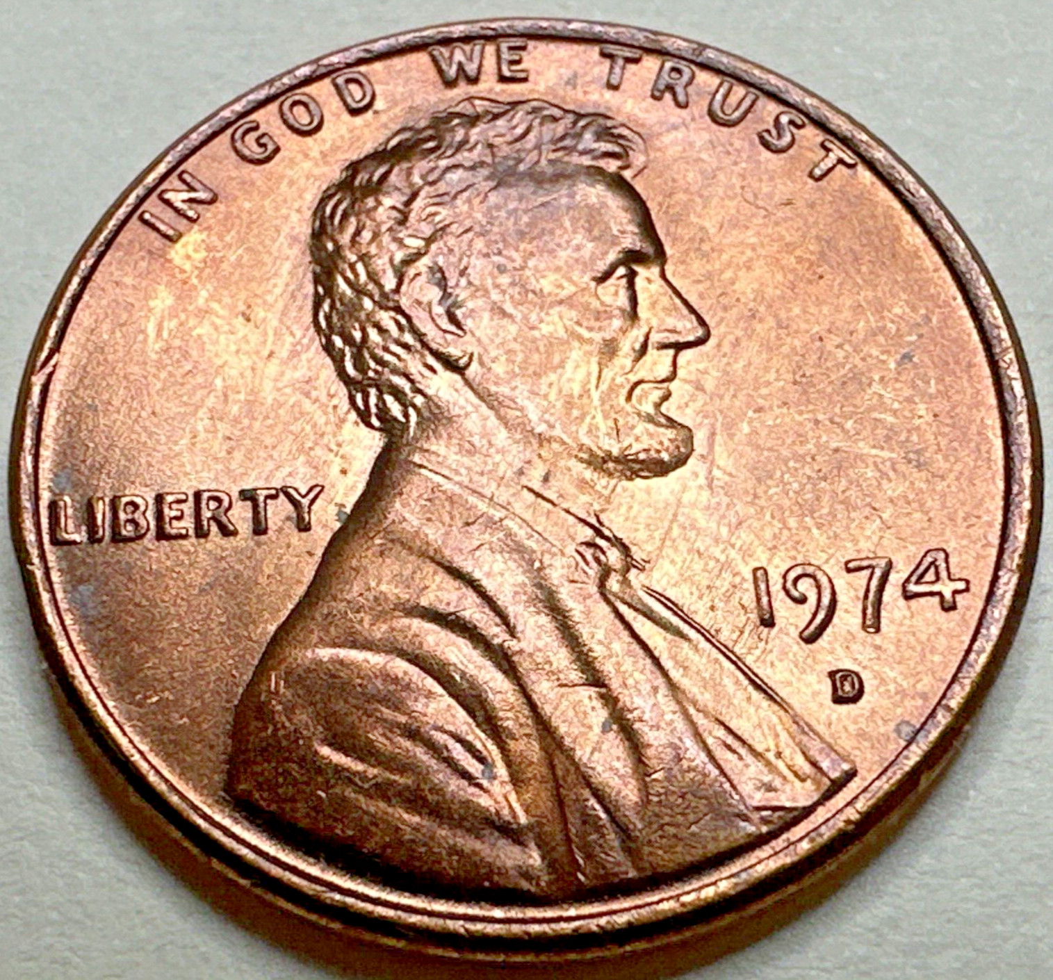 1974 D Lincoln Memorial Cent 95% Copper 8045N