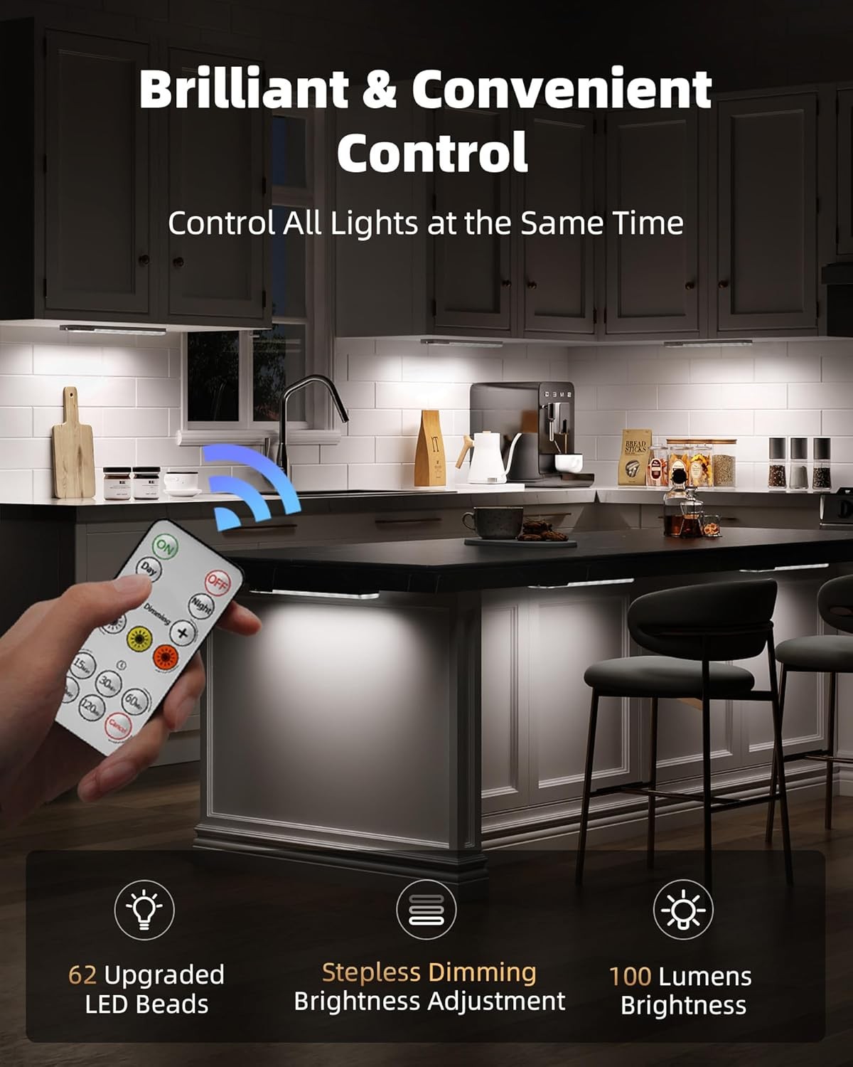EZVALO 6-Pack Under Cabinet Lighting with Charging Station