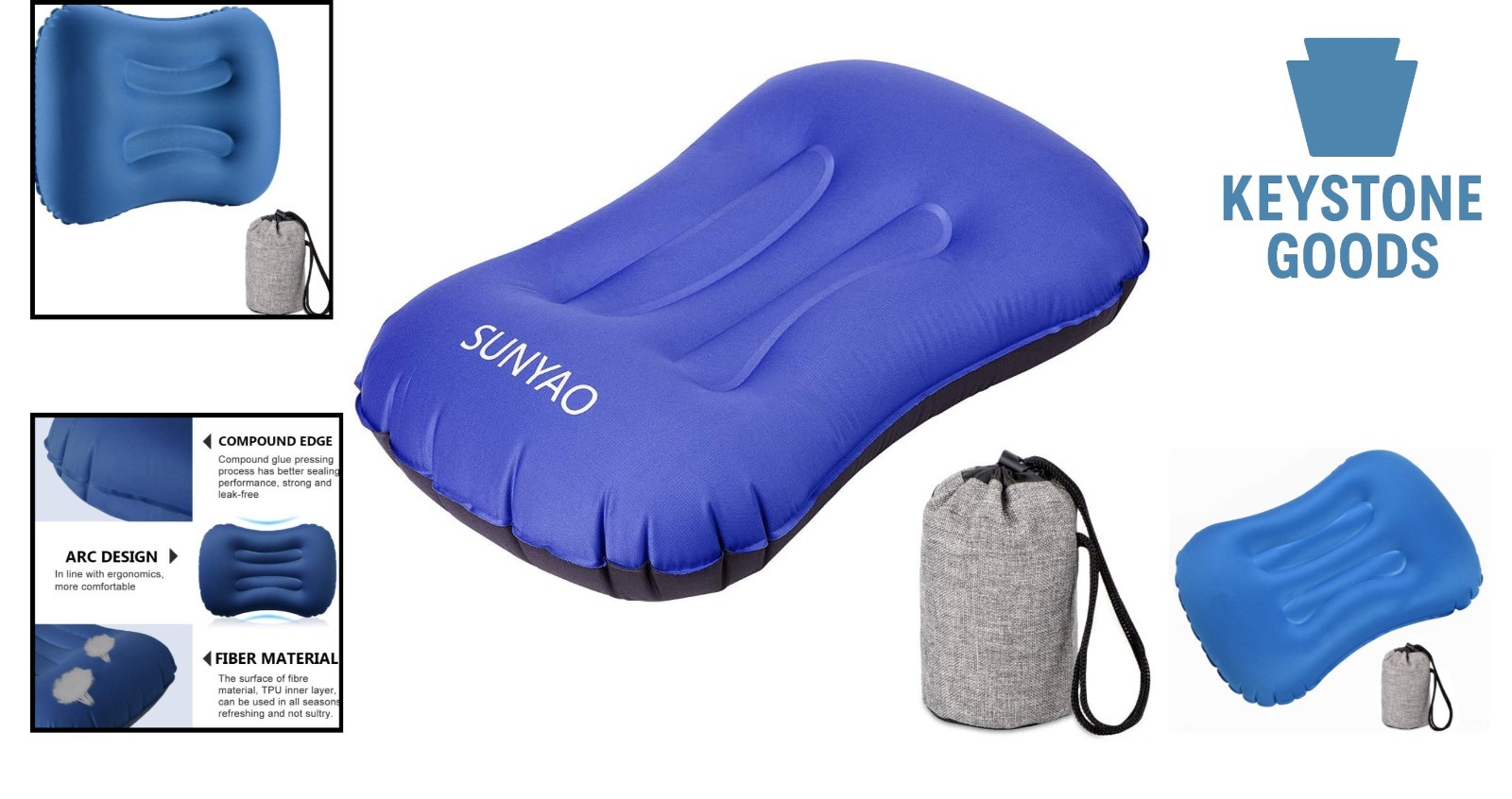 Ultralight Inflatable Camping Pillow - Compact, Water-Resistant, Ergonomic Ne...