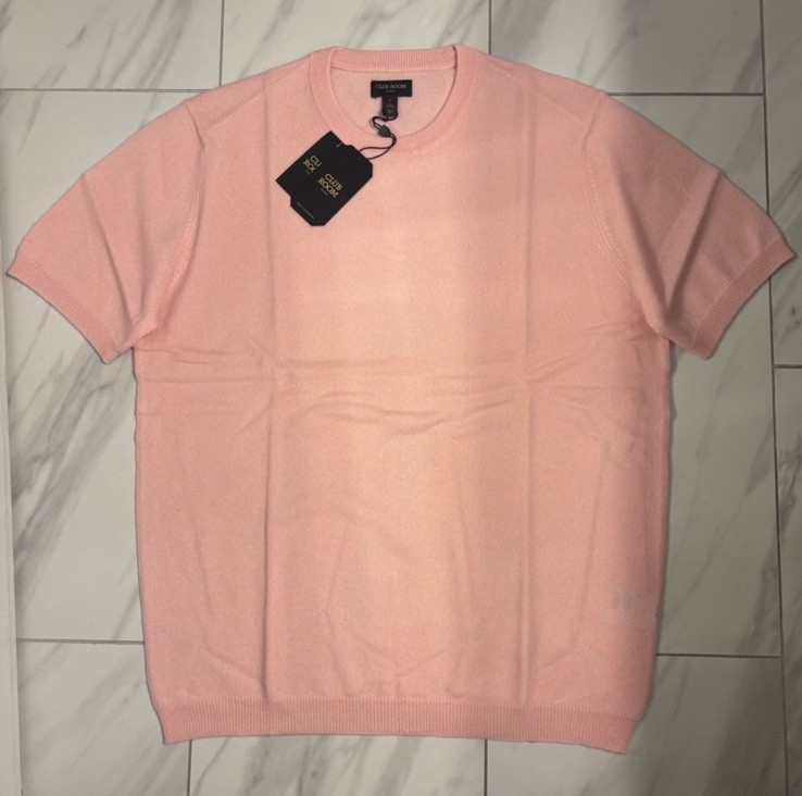 Club Room Men's Cashmere Crewneck T-Shirt Sweater Pink $179 New