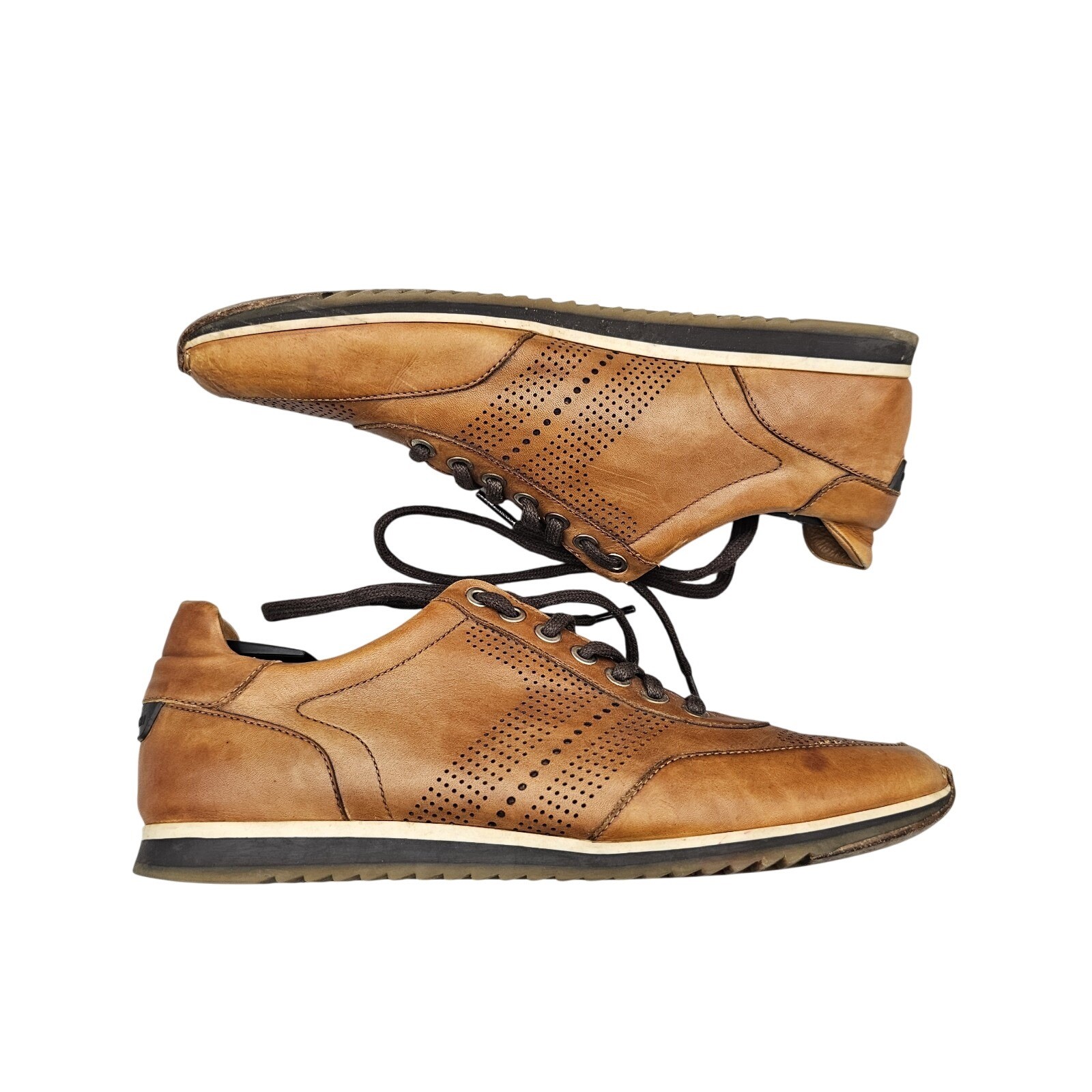Magnanni Men's Size 8.5 M GUC Pueblo Brown Leather Lace Up Sneakers Shoes
