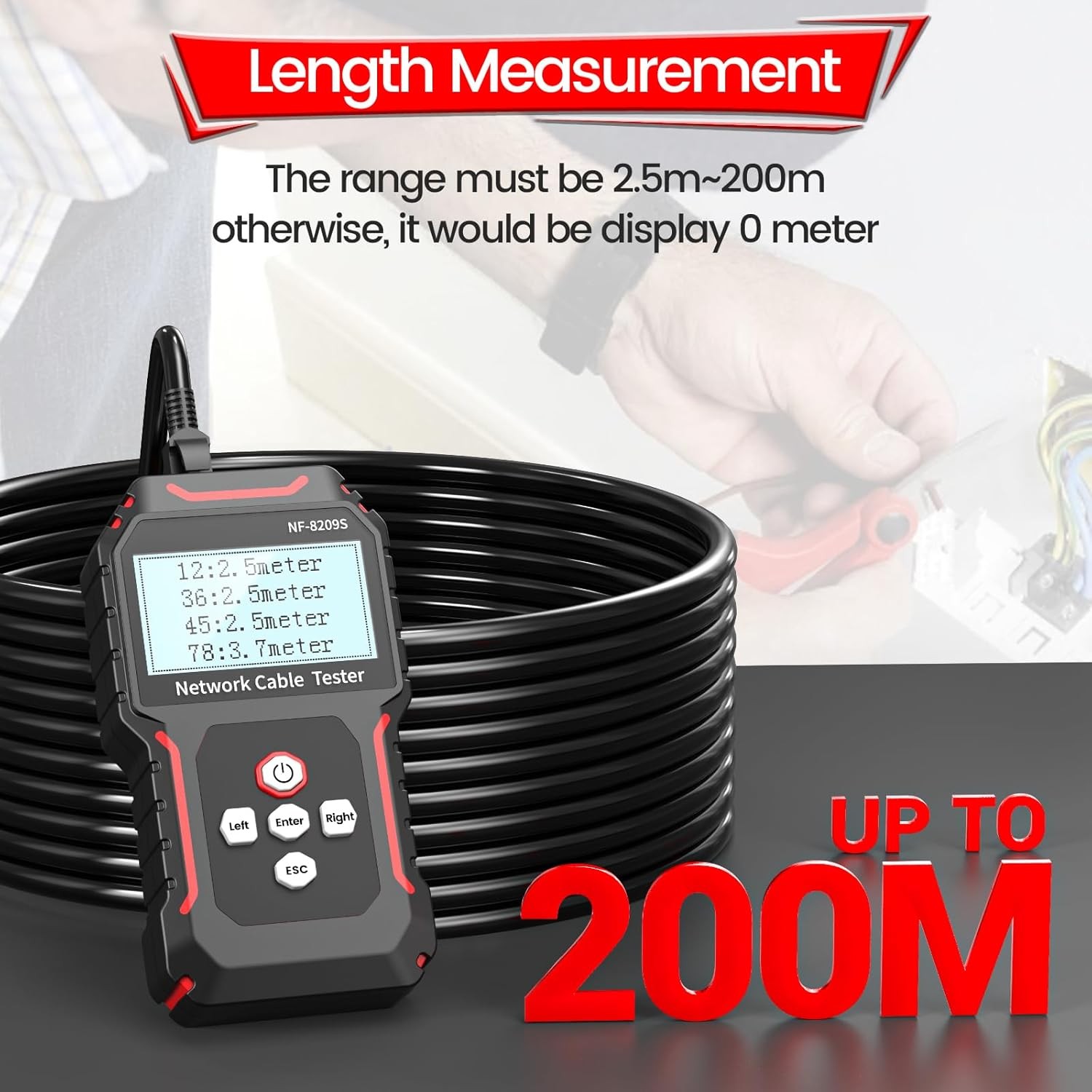 NF-8209S Network Cable Tester Ethernet Cable Tester with CAT5, CAT6 Line Tracer
