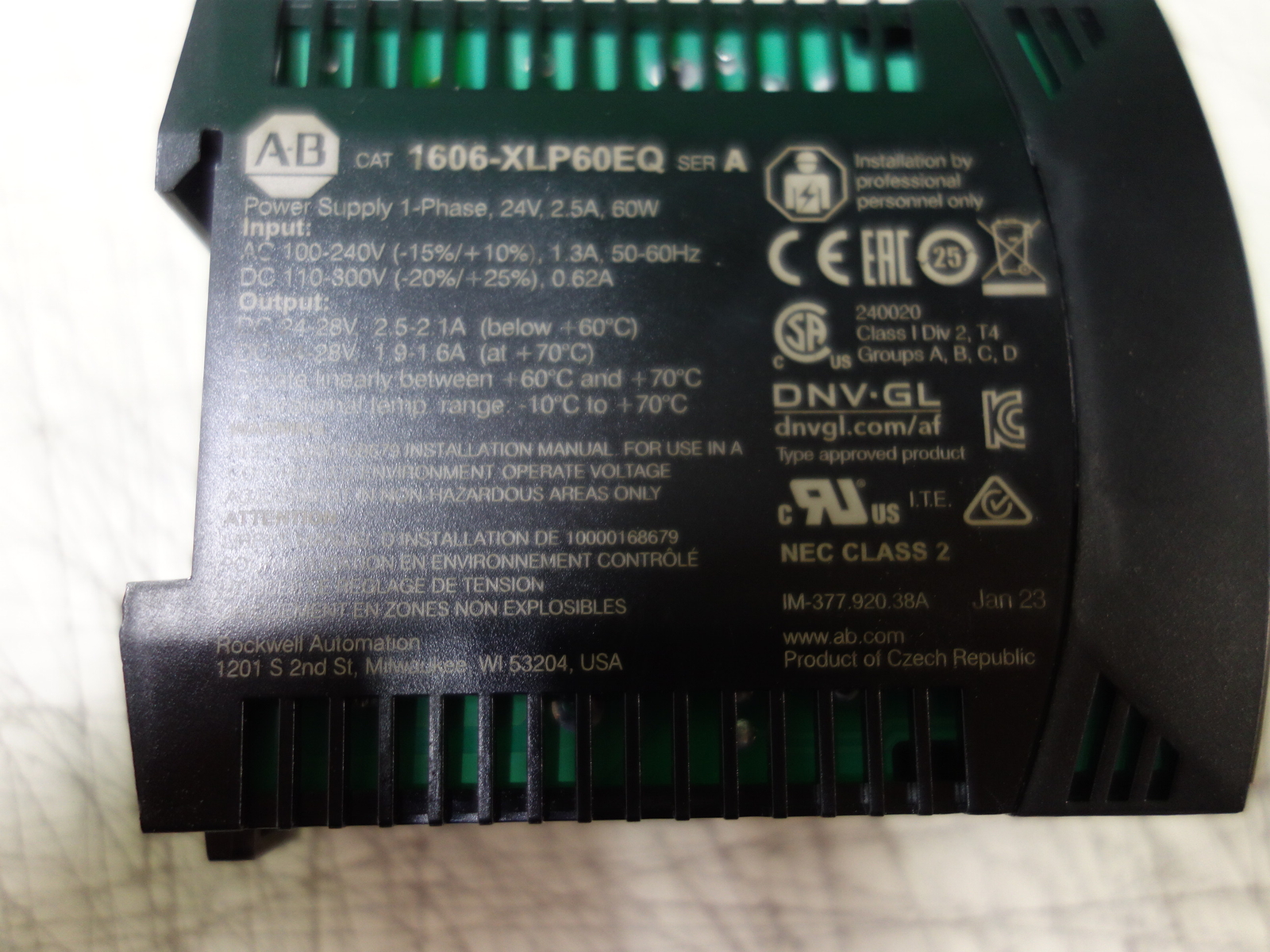 ALLEN BRADLEY 1606-XLP60EQ POWER SUPPLY