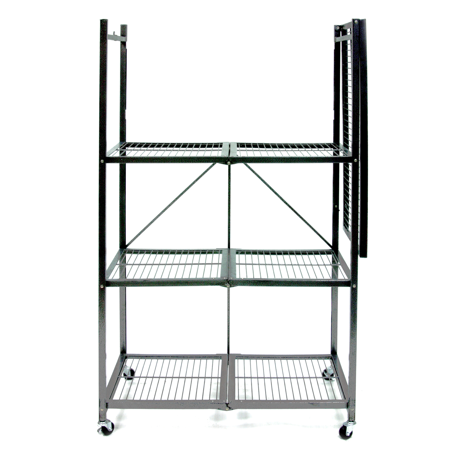 Origami 4 Tier Multipurpose Folding Storage Organizing Rack with Wheels (2 Pack)