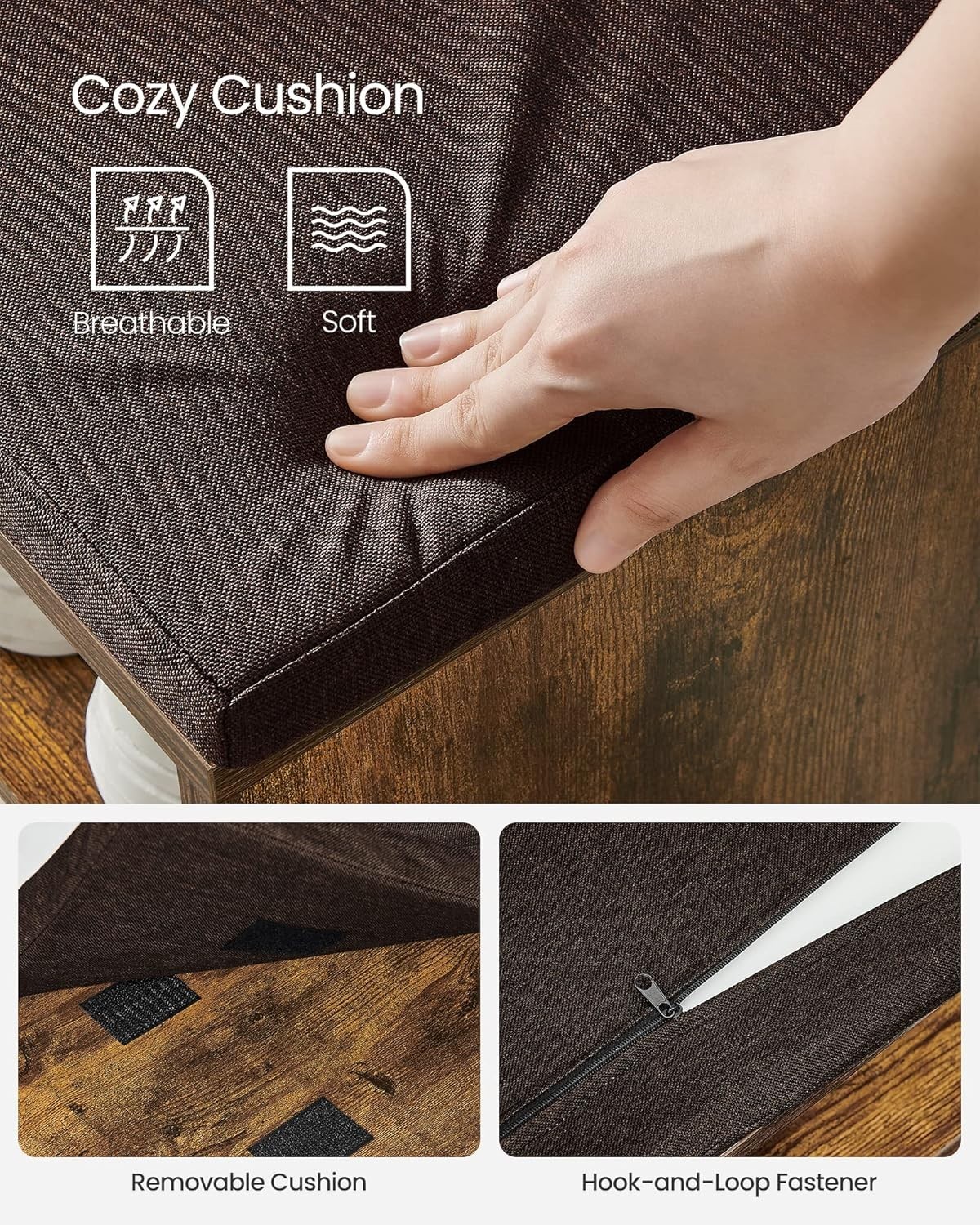 CUSTOS Collection - Storage Bench, Entryway Bench with Cushion, Drawer and Op...