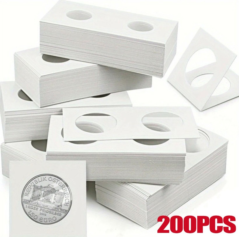 Assorted 200PCS Coin Holders 2X2 Cardboard Mylar Flips Include 4 New--A Sizes