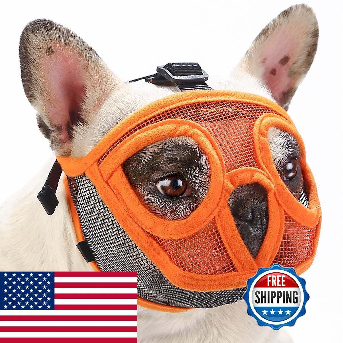 BARKLESS Short Snout Muzzle For French Bulldog, Shih Tzu, Soft Mesh Muzzle