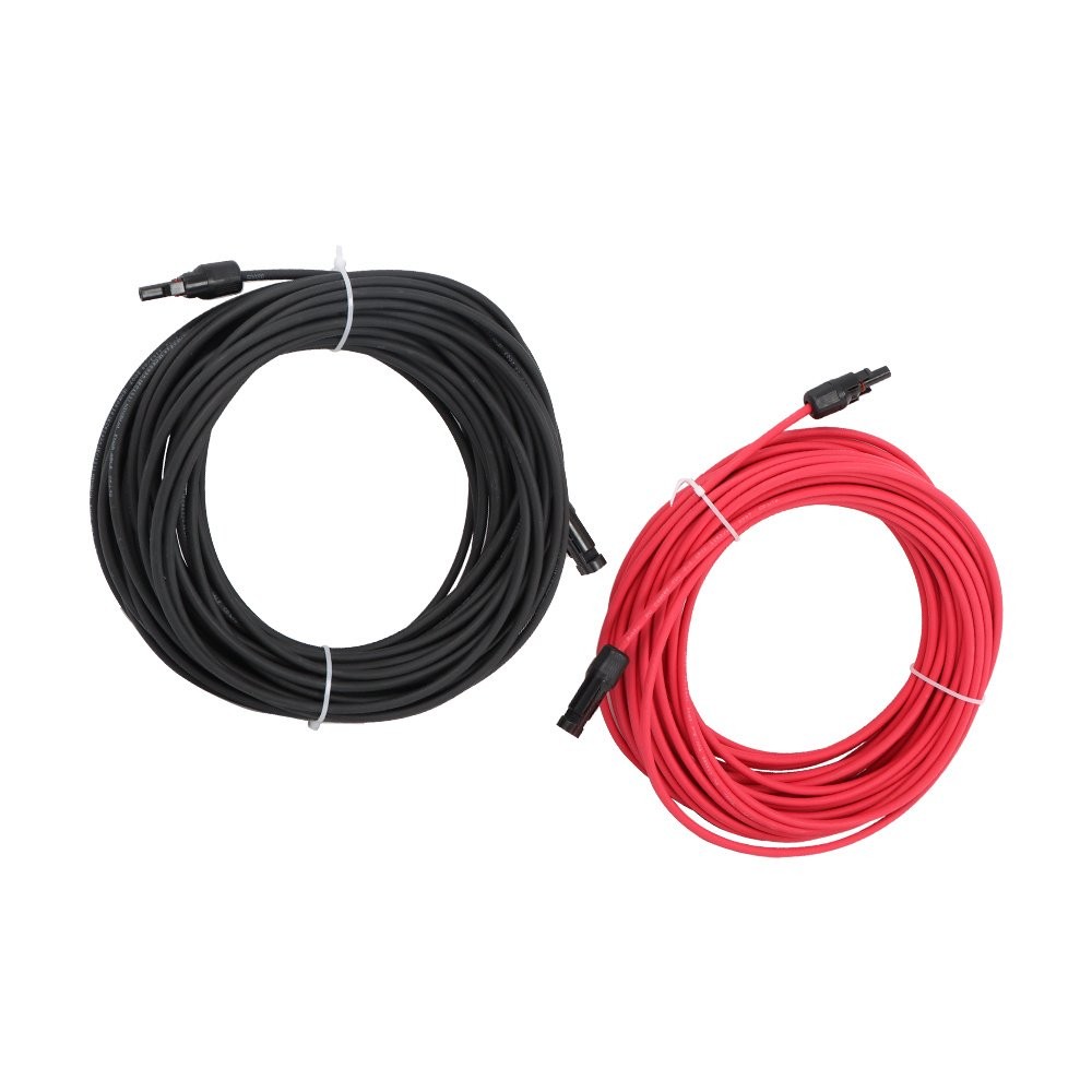 4mm² 20M Black+Red Solar Panel Extension Cable Wire+M 4 Connector