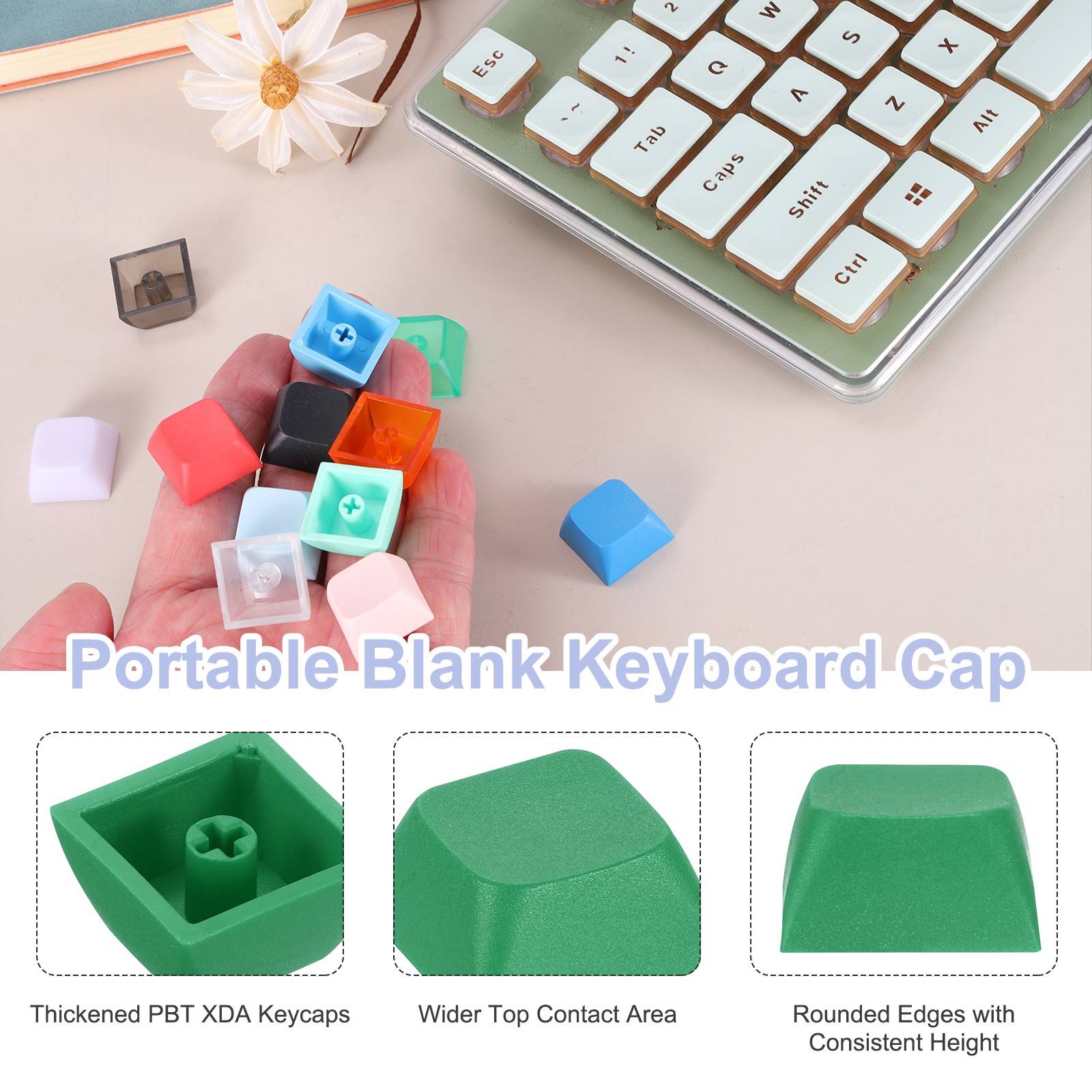 20Pcs XDA Profile Keycap Set PBT Mechanical Numeric Keypads, Sea Green