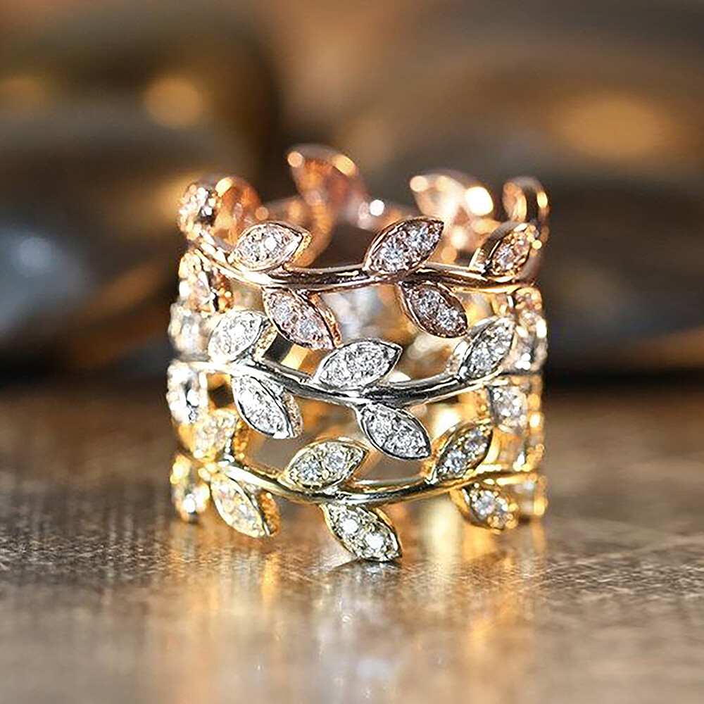 Fashion 925 Silver Filled,Gold,Rose Gold Wedding Ring Cubic Zircon Ring Sz 6-10