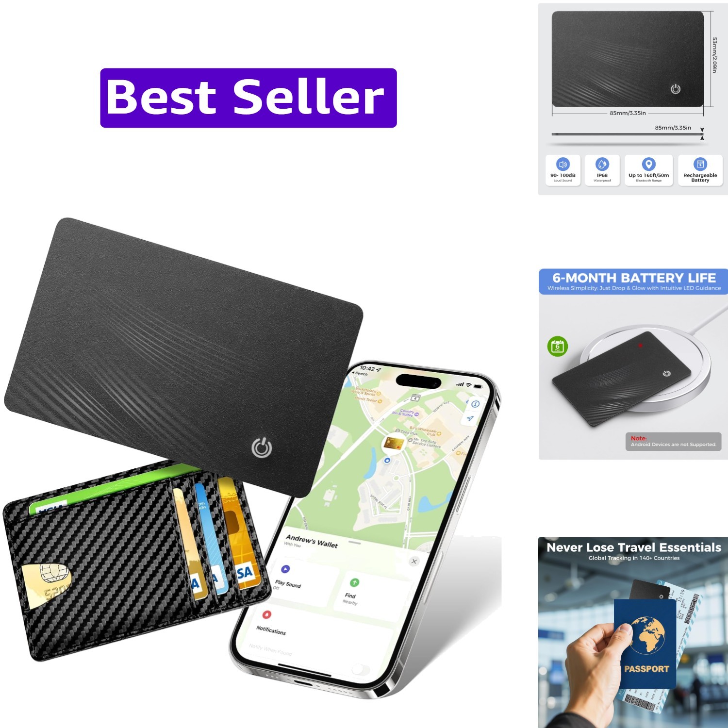 Wallet Tracker Card Compatible with Find My iOS Only - 2025 Ultra-Slim 1.8mm ...